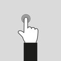 Hand touching icon. One finger clicks the button. Flat vector illustration